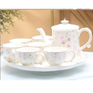 Ceramic drinkware set | Керамический чайный набор (6 чашек, 1 чайник, 1 поднос)
