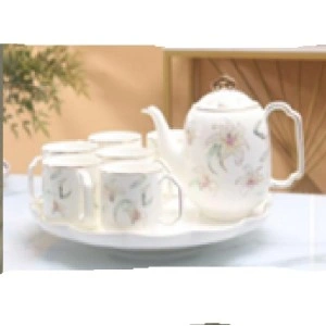 Ceramic drinkware set | Керамический чайный набор (6 чашек, 1 чайник, 1 поднос)