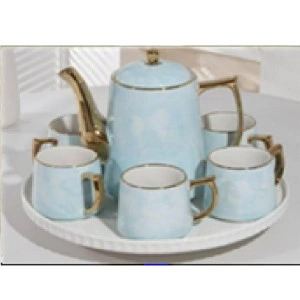 Ceramic drinkware set | Керамический чайный набор (6 чашек, 1 чайник, 1 поднос)