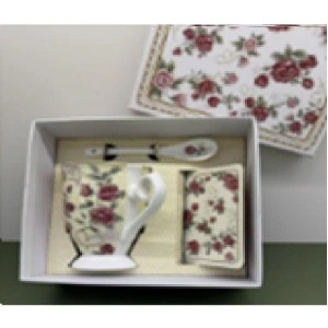 Mug with spoon and stand set | Кружка с ложкой и подставкой, комплект