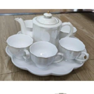 Ceramic drinkware set | Керамический чайный набор (6 чашек, 1 чайник, 1 поднос)