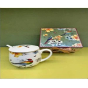 Mug with lid and spoon set | Кружка с крышкой и ложкой, комплект