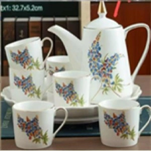 Ceramic drinkware set | Керамический чайный набор (6 чашек, 1 чайник, 1 поднос)