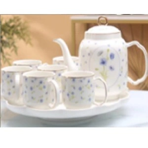 Ceramic drinkware set | Керамический чайный набор (6 чашек, 1 чайник, 1 поднос)