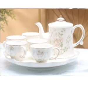 Ceramic drinkware set | Керамический чайный набор (6 чашек, 1 чайник, 1 поднос)